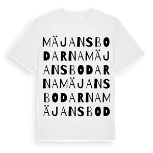 Mäjansbodarna ordlek t-shirt – ekologisk bomull t-shirt från Pinshirt