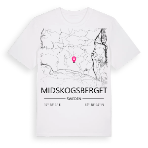Midskogsberget karta t-shirt – ekologisk bomull t-shirt från Pinshirt