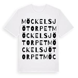 Möckelsjötorpet ordlek t-shirt – ekologisk bomull t-shirt från Pinshirt