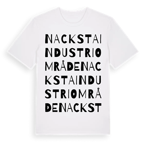 Nacksta industriområde ordlek t-shirt – ekologisk bomull t-shirt från Pinshirt