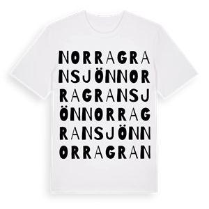 Norra Gransjön ordlek t-shirt – ekologisk bomull t-shirt från Pinshirt