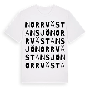 Norrvästansjö ordlek t-shirt – ekologisk bomull t-shirt från Pinshirt