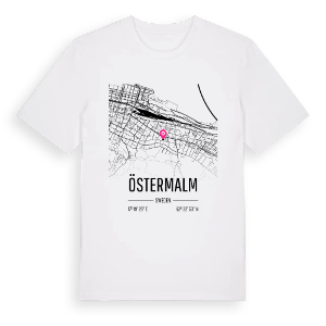Östermalm karta t-shirt – ekologisk bomull t-shirt från Pinshirt