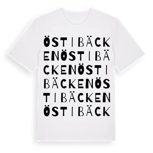 Östibäcken ordlek t-shirt – ekologisk bomull t-shirt från Pinshirt