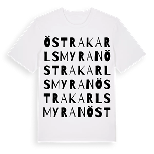 Östra Karlsmyran ordlek t-shirt – ekologisk bomull t-shirt från Pinshirt