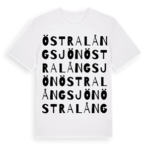 Östra Långsjön ordlek t-shirt – ekologisk bomull t-shirt från Pinshirt