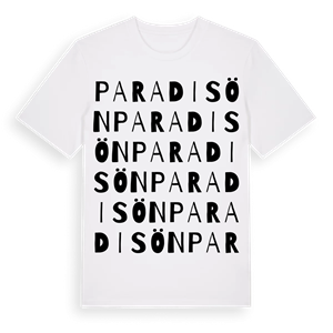 Paradisön ordlek t-shirt – ekologisk bomull t-shirt från Pinshirt