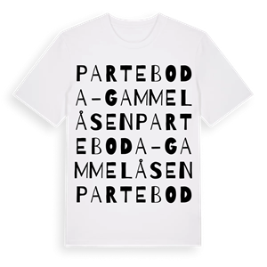Parteboda-Gammelåsen ordlek t-shirt – ekologisk bomull t-shirt från Pinshirt