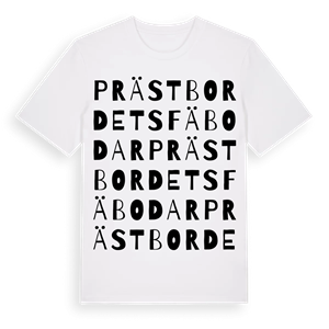 Prästbordets fäbodar ordlek t-shirt – ekologisk bomull t-shirt från Pinshirt