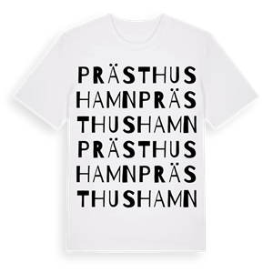Prästhushamn ordlek t-shirt – ekologisk bomull t-shirt från Pinshirt