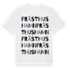 White t-shirt med Prästhushamn ordlek t-shirt