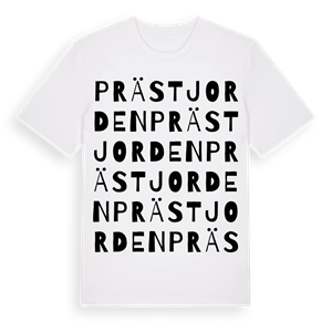 Prästjorden ordlek t-shirt – ekologisk bomull t-shirt från Pinshirt