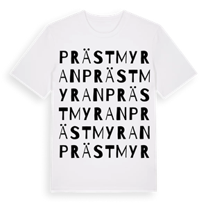 Prästmyran ordlek t-shirt – ekologisk bomull t-shirt från Pinshirt