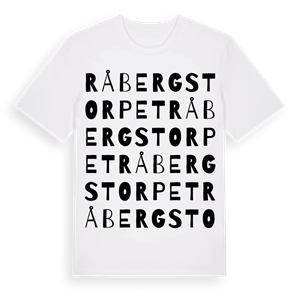 Råbergstorpet ordlek t-shirt – ekologisk bomull t-shirt från Pinshirt