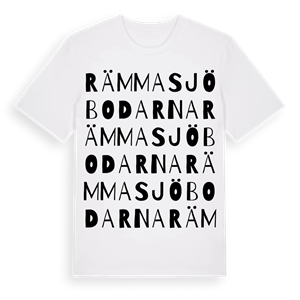 Rämmasjöbodarna ordlek t-shirt – ekologisk bomull t-shirt från Pinshirt