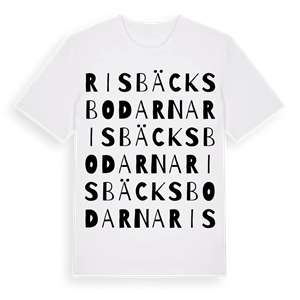 Risbäcksbodarna ordlek t-shirt – ekologisk bomull t-shirt från Pinshirt