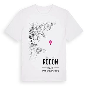 Rödön karta t-shirt – ekologisk bomull t-shirt från Pinshirt