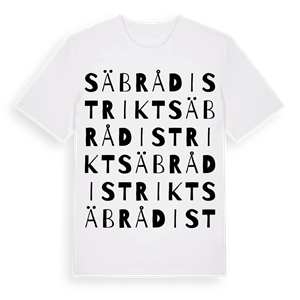 Säbrå distrikt ordlek t-shirt – ekologisk bomull t-shirt från Pinshirt
