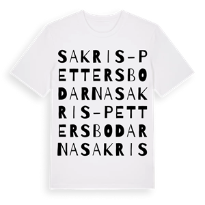 Sakris-Pettersbodarna ordlek t-shirt – ekologisk bomull t-shirt från Pinshirt