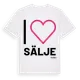 White t-shirt med Jag älskar Sälje t-shirt stort tryck
