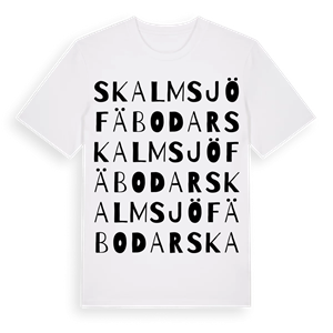 Skalmsjö fäbodar ordlek t-shirt – ekologisk bomull t-shirt från Pinshirt