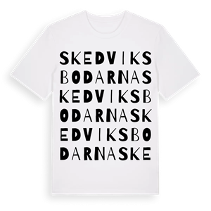 Skedviksbodarna ordlek t-shirt – ekologisk bomull t-shirt från Pinshirt