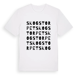 Skogstorpet ordlek t-shirt – ekologisk bomull t-shirt från Pinshirt