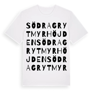 Södra Grytmyrhöjden ordlek t-shirt – ekologisk bomull t-shirt från Pinshirt
