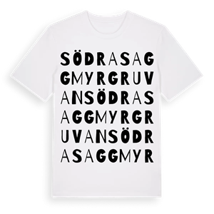 Södra Saggmyrgruvan ordlek t-shirt – ekologisk bomull t-shirt från Pinshirt