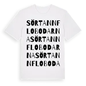 Sörtannflobodarna ordlek t-shirt – ekologisk bomull t-shirt från Pinshirt