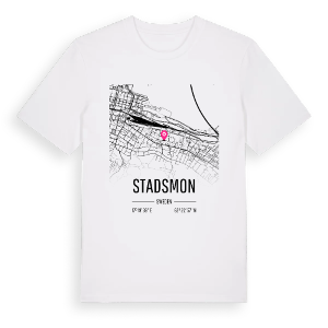 Stadsmon karta t-shirt – ekologisk bomull t-shirt från Pinshirt