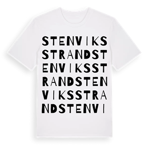 Stenviksstrand ordlek t-shirt – ekologisk bomull t-shirt från Pinshirt