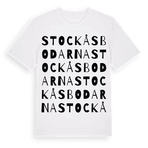 Stockåsbodarna ordlek t-shirt – ekologisk bomull t-shirt från Pinshirt