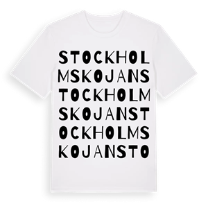 Stockholmskojan ordlek t-shirt – ekologisk bomull t-shirt från Pinshirt