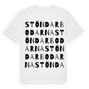 Stöndarbodarna ordlek t-shirt – ekologisk bomull t-shirt från Pinshirt