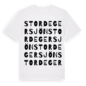 Stordegersjön ordlek t-shirt – ekologisk bomull t-shirt från Pinshirt