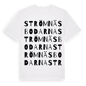 Strömnäsbodarna ordlek t-shirt – ekologisk bomull t-shirt från Pinshirt