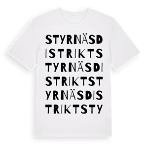 Styrnäs distrikt ordlek t-shirt – ekologisk bomull t-shirt från Pinshirt