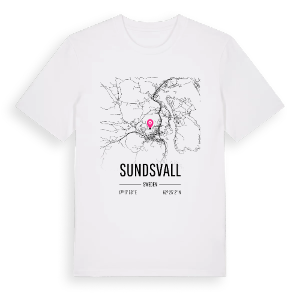 Sundsvall karta t-shirt – ekologisk bomull t-shirt från Pinshirt