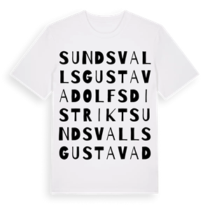Sundsvalls Gustav Adolfs distrikt ordlek t-shirt – ekologisk bomull t-shirt från Pinshirt