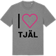 Mid Heather Gray t-shirt med Jag älskar Tjäl t-shirt stort tryck