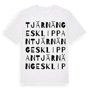 Tjärnängesklippan ordlek t-shirt – ekologisk bomull t-shirt från Pinshirt