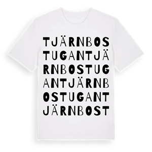 Tjärnbostugan ordlek t-shirt – ekologisk bomull t-shirt från Pinshirt