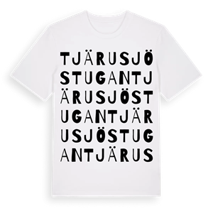 Tjärusjöstugan ordlek t-shirt – ekologisk bomull t-shirt från Pinshirt
