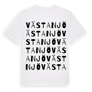 Västanjö ordlek t-shirt – ekologisk bomull t-shirt från Pinshirt