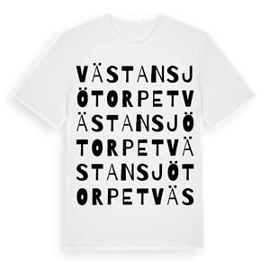 Västansjötorpet ordlek t-shirt – ekologisk bomull t-shirt från Pinshirt