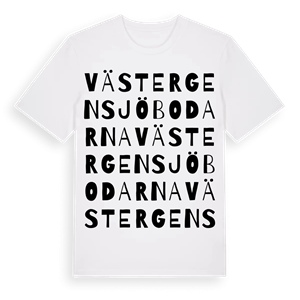 Västergensjöbodarna ordlek t-shirt – ekologisk bomull t-shirt från Pinshirt