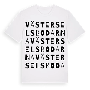Västerselsbodarna ordlek t-shirt – ekologisk bomull t-shirt från Pinshirt