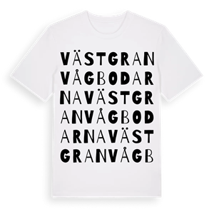 Västgranvågbodarna ordlek t-shirt – ekologisk bomull t-shirt från Pinshirt