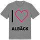 Mid Heather Gray t-shirt med Jag älskar Albäck t-shirt stort tryck